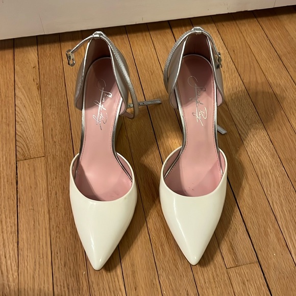 Shoes of Prey Lima white and silver strap wedges - EUC WORN ONCE - Picture 1 of 5